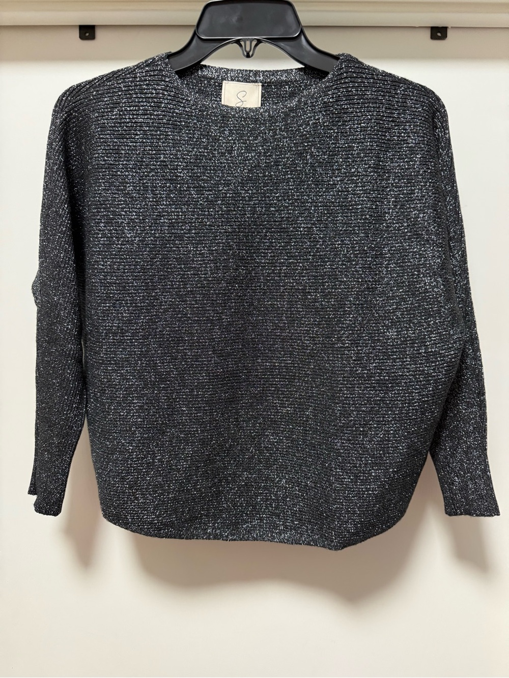 $98 MSRP Sioni Sparkle Knit Crewneck Sweater - Black, size S